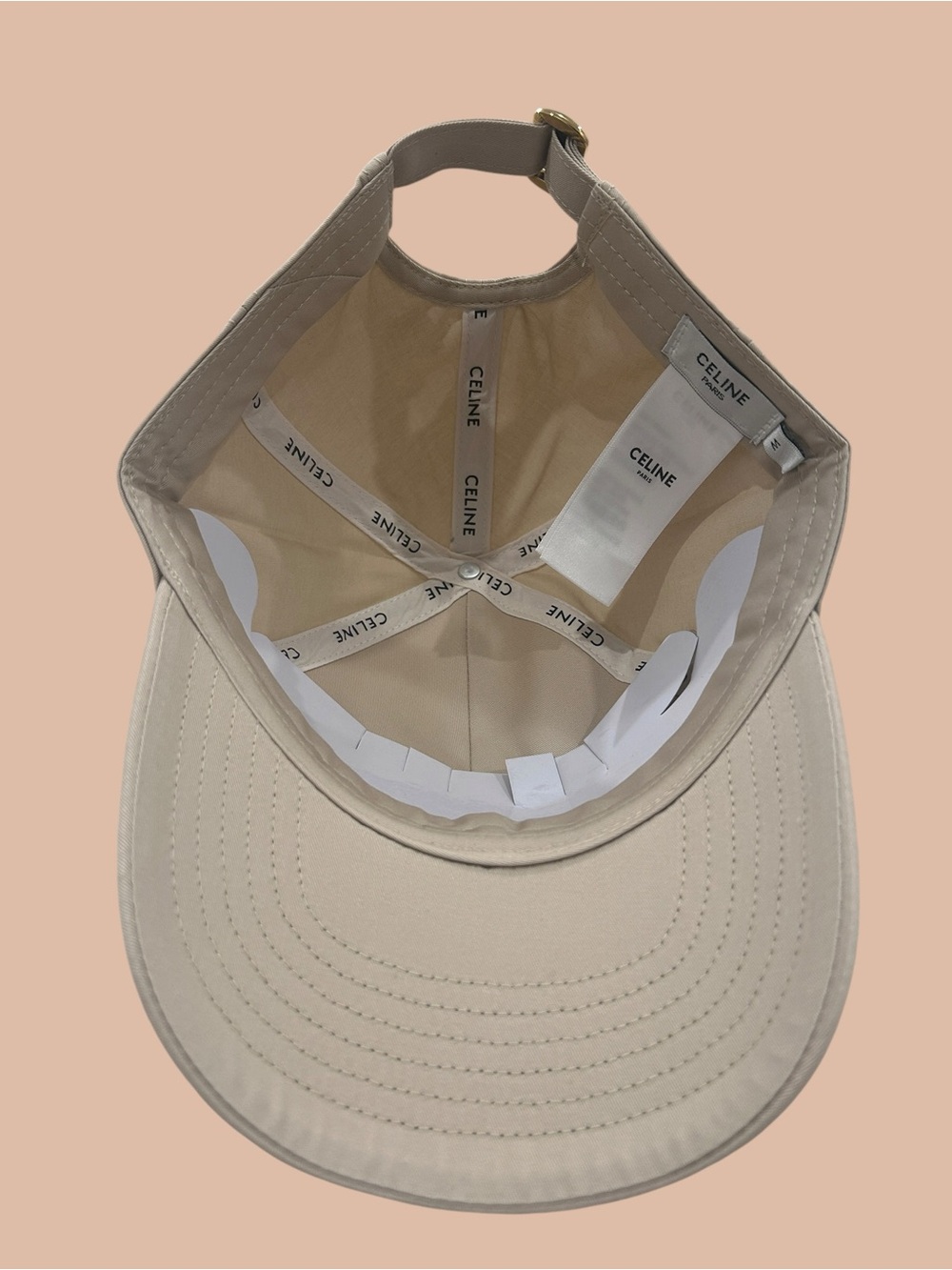 Celine Beige / Khaki Baseball Cap with Embroidered Logo - Picture 4 of 5
